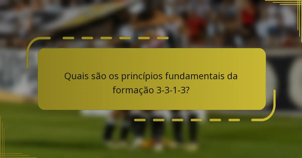 Quais são os princípios fundamentais da formação 3-3-1-3?
